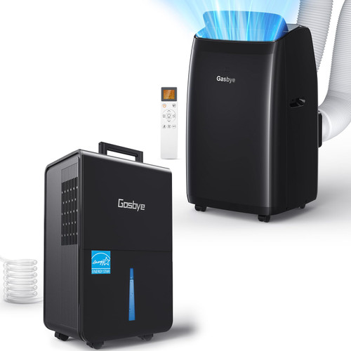 14,000BTU Inverter Energy-Saving 13.6 CEER Portable Air Conditioner & 4500 Sq. Ft. Dehumidifier for Basement with Drain Hose for Large Room
