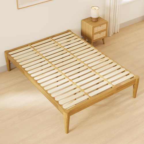IOTXY Full Platform Bed Frame - Solid Wood 16-Inch Height Mattress Foundation Base with Densely Slats and Heavy-Duty Support Legs