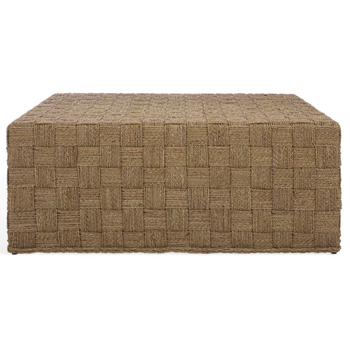 Norabelle Natural Woven Seagrass Coffee Table, Square Accent Table, Fully Assembled (CWK2025A)