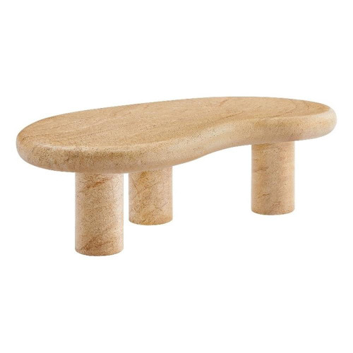 Modway Elowen Kidney Bean Shape Coffee Table in Travertine
