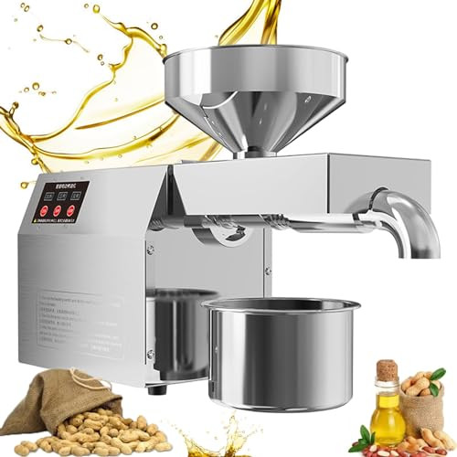 Oil Extractor, Automatic Cold Hot Press Stainless Steel Machine for Commercial Home Kitchen