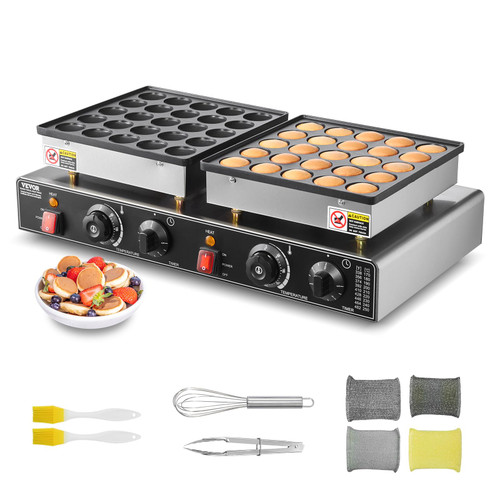 VEVOR 50PCS Mini Dutch Pancake Maker, Non-stick Stainless Steel Dorayaki Baker