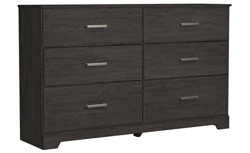 Belachime 6 Drawer Dresser, Fully Assembled Frame, Engineered Wood Construction, Storage for Bedroom, Dark Charcoal, 60" W