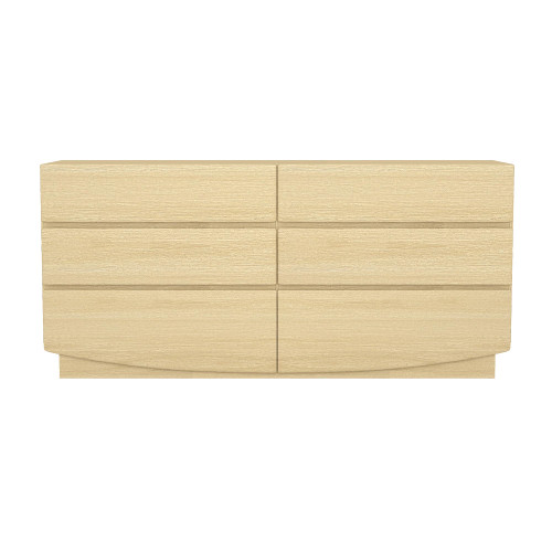 Modern 6 Drawer Dresser, 72" Wide Minimalist Contemporary Storage, Smooth-Glide Handle-Free Drawers, Natural Oak