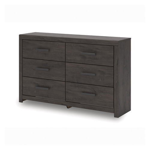 Prendonea 6 Drawer Dresser, Charcoal Gray, 59" W, Engineered Wood Construction, Dressers for Bedroom