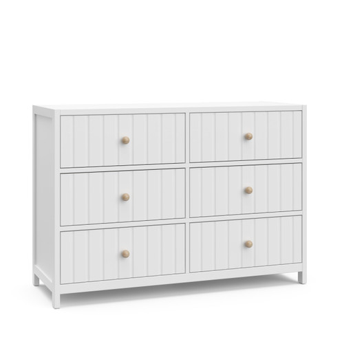6 Drawer Double Dresser (White) – GREENGUARD Gold Certified, Interlocking Drawer System, Pre-Installed Drawer Tracks