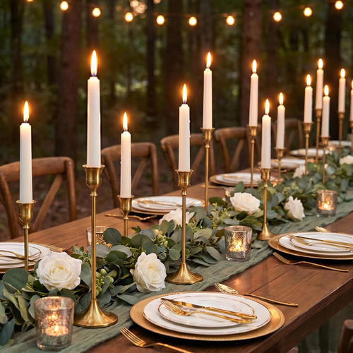 10 Sets(30 Pcs) Gold Candle Sticks Holder Metal Candle Holders for Tapered Candles Table Centerpiece for Wedding Candlelight Dinner Birthday Decor