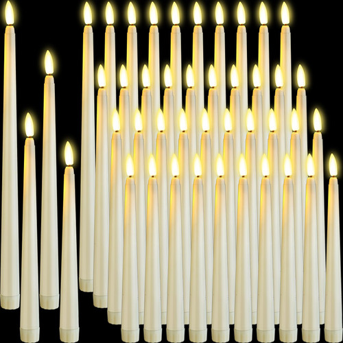 48 Pcs Flameless LED Taper Candles Battery Operated Candles 4 Sizes of 8.5'', 9.65'', 10.83'', 12.8'' Flameless Candlesticks Flickering for Halloween