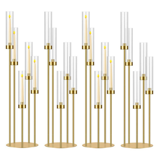 35in 4 Set Gold Candelabra Candle Centerpieces for Tables Candlesticks Holder Wedding Centerpieces