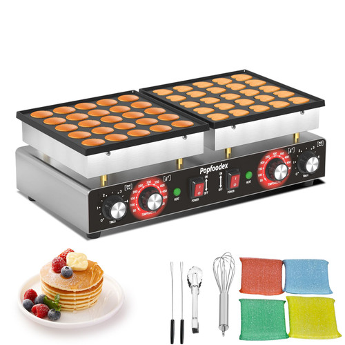 110V Mini Pancake Maker, 50PCS Commercial Dutch Pancake Griddle w/Non-Stick Coating