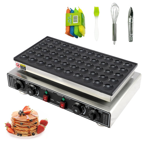 50 Pcs 1.77-Inch Mini Pancake Maker, 1800W Electric Nonstick Griddle with Temp & Time Control