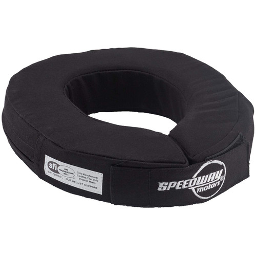 Speedway Motors Fire Retardant Cotton Neck Brace, Black, SFI 3.3-1 Certified, Universal Fit with Hook and Loop Closure, 2.25" Thick Foam Padding, Reduces Neck Fatigue in Long Races
