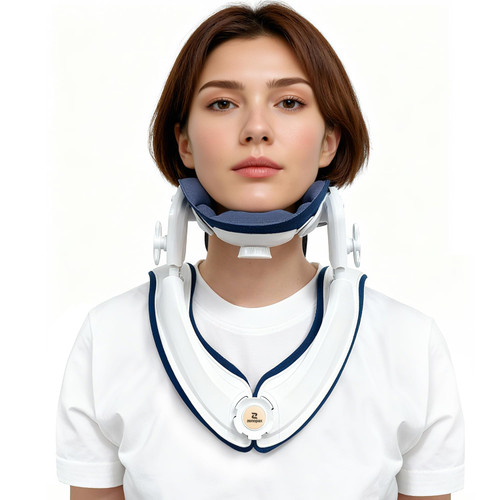 Cervical Traction Device, Lightweight & Adjustable Neck Stretcher for Neck Support, Cervical Neck Traction Device for Home Use, Neck Pain & Tension Relief, FSA-HSA Eligible (White)