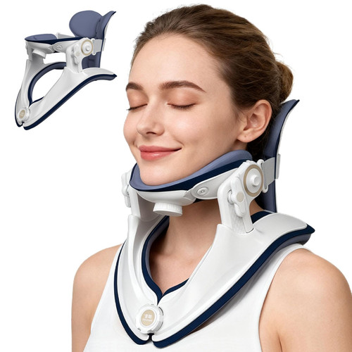 Cervical Traction Device, Adjustable Neck Stretcher for Pain Relief, Lightweight Neck Support Brace for Cervical Spine Decompression, Ergonomic Design for Home, Office & Travel Use