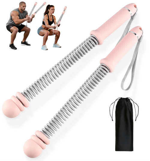 VividPulse Pink 2PCS Weighted Ropeless Battle Ropes for Home Gym - Portable & Quiet Training Rope for HIIT, Strength & Low-Impact Cardio - Full Body Workout Equipment for Men & Women