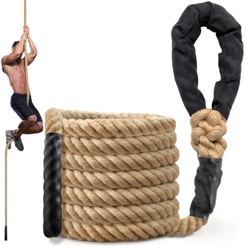 Climbing Rope Gym Workout - 50FT 1.5 Inch Heavy Duty Jute Thick Ropes for Adults Strength Training Outdoor Tree Swing Indoor Home Fitness Exercise