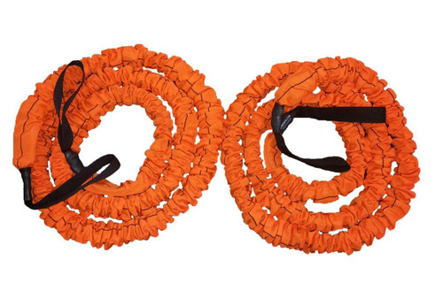 Stroops Son of The Beast Elastic Battle Ropes | Dual Safety Sleeved Resistance Bands Rope for Strength Training, Agility Work, and Full Body Workout | 150lbs, Pair - Orange