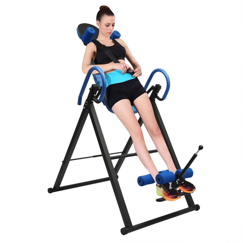 Gravity Inversion Table Foldable Inverter Stretcher Machine Heavy Duty Portable Fitness Equipment For Home Gym Body Relief Spine Back Pain Relief Muscle Relax Exercise Training Use 330Lbs
