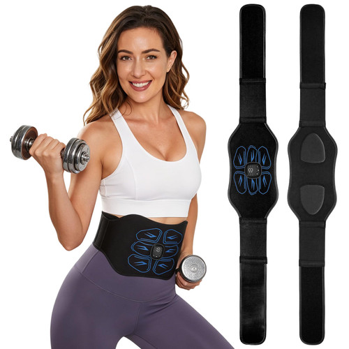 Ruszoaer FDA Cleared ABS Stimulator Muscle Toner, Ab Machine, Portable Abdominal Belt, Electronic Pulse Massager, Home Office Fitness Belt Workout Equipment (Blue)