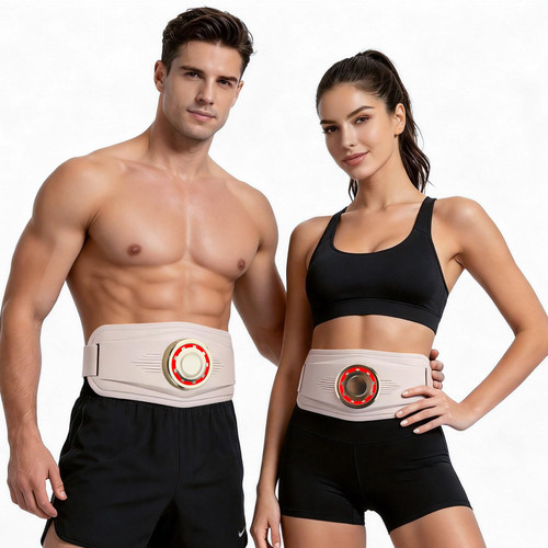 Ab Toning Belt, Abdominal Massager Belt with Shaping & Heating Functions, Abs Sculptor Daily Training for Home Office Fitness Exercise Men Women Unisex (Beige)
