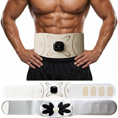 ABS Stimulator with Heating Function, Ab Stimulator Muscle Toner for Men & Women, Adjustable Modes & Intensity, Type-C Rechargeable, Gift for Home Workout & Body Training