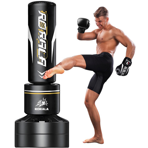 RORALA Punching Bag with Stand 70"-203lbs, Freestanding Heavy Boxing Bag Including 12OZ Boxing Gloves for Adult Youth Gift Selection Upgraded
