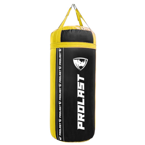 PROLAST 4 Ft 135 Lb XL Heavy Punching Boxing Bag for Adults, MMA, Martial Arts, Muay Thai, Kicking, Strength Training Equipment, Unfilled, New Edition Logo, Black and Yellow