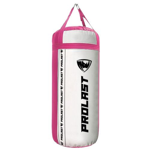 PROLAST 4Ft 135Lb XL Heavy Punching Boxing Bag for Adults, MMA, Martial Arts, Muay Thai, Kicking, Strength Training Equipment, Filled, New Edition Logo, White and Pink