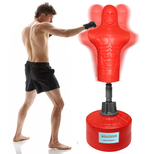 ENKAIYIXING Height Adjustable Freestanding Humanoid Punching Dummy, Silicone Boxing Punching Bag with Stable Large Fillable Base for Adults, Kickboxing MMA Home Gym Workout Training