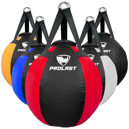 PROLAST Wrecking Ball Heavy Punching Bag for Adults, Hook and Uppercut, Body Snatcher, Boxing, MMA, Muay Thai Training Equipment, Unfilled, 65 lbs, Rhino Red and Black