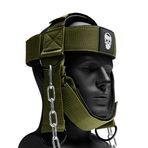 Gymreapers Neck Harness Weight Lifting - Neck Trainer Workout Equipment - Heavy Duty Stainless Steel Chain, Adjustable Neoprene Head Strap, Exercise Equipment for Strength & Pain Relief