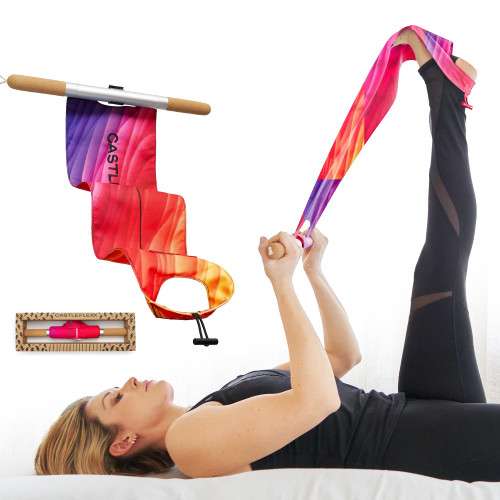 CastleFlexx Mobility and Full Body Strengthening Device | Non-Elastic Stretch Strap with Natural Premium Cork Handles for Stretching, Exercise, Physical Therapy, and Yoga