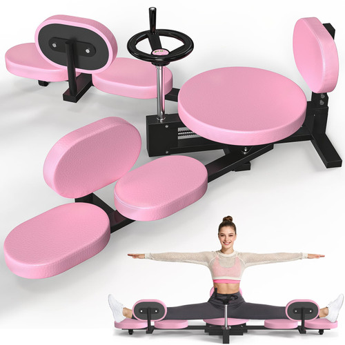 Pink Leg Stretcher Split Machine — 0-200° Adjustable Stretching Trainer for Women & Kids, Heavy Duty Steel Frame, 220LBS Capacity, Home Gym Flexibility Equipment