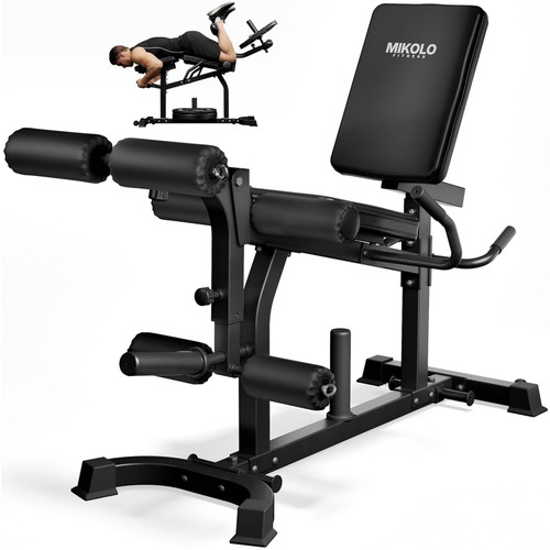 Mikolo Leg Extension and Curl Machine, Adjustable Leg Curl Machine, Seated Leg Extension and Lying Curl Machine for Home Gym, Leg Workout Equipment with Triple Loading System, Black