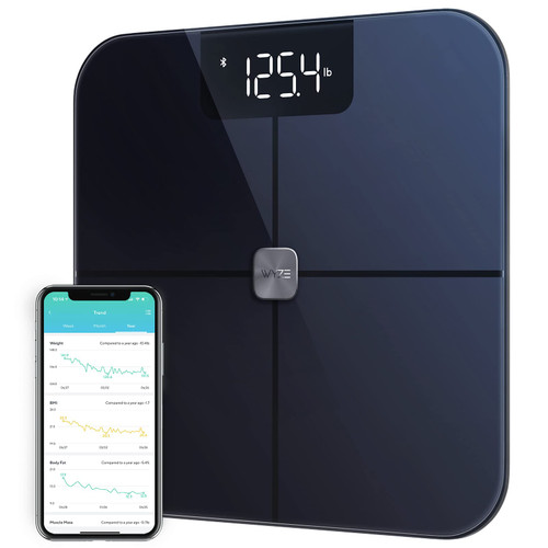 Wyze Smart Scale for Body Weight, Digital Bathroom Smart Scale for Body Fat, BMI, and Heart Rate, 13 Body Composition Analyzer with App, Bluetooth, 400 lb, Dark Blue
