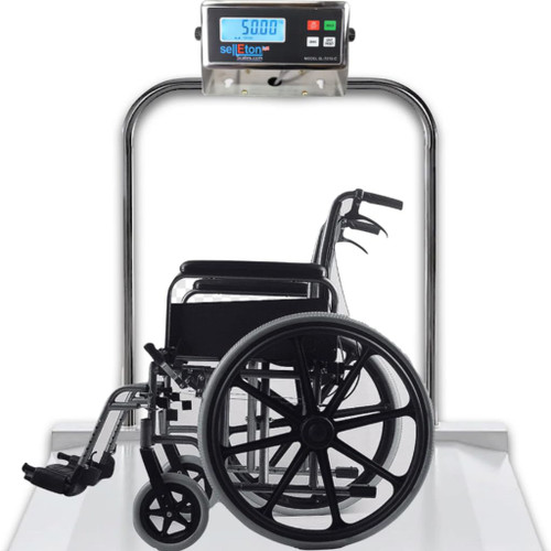 SellEton SL-Wheelchair-1k Aluminum Heavy Duty Wheelchair Scale Platform 1000lb x 0.2lb – Drum Chair Scale with Dual Ramp Aluminum Platform – Portable Scales for Physicians (Imported)