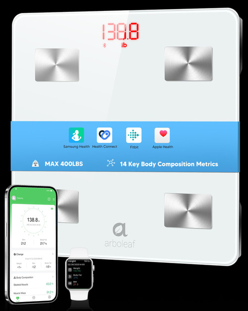 arboleaf Scale for Body Weight, 8-Electrode Smart Scale with BMI, Body Fat, Muscle Mass, Full Body Composition Analyzer, High Precision Digital Bathroom Scale