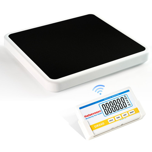 Helsevesen Professional Medical Bariatric Scale, 660 lb/300 kg Capacity, Wireless Digital Bathroom Scales, Low-Profile Heavy Duty Bariatric Scale with Anti-Slip Rubber Mat (DR660WL)