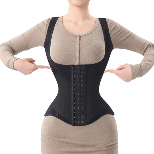 MISTHIN Waist Trainer for Women Corset Shapewear Tummy Control Vest Waist Cincher Shaper Workout Girdle (Black, XX-Large)