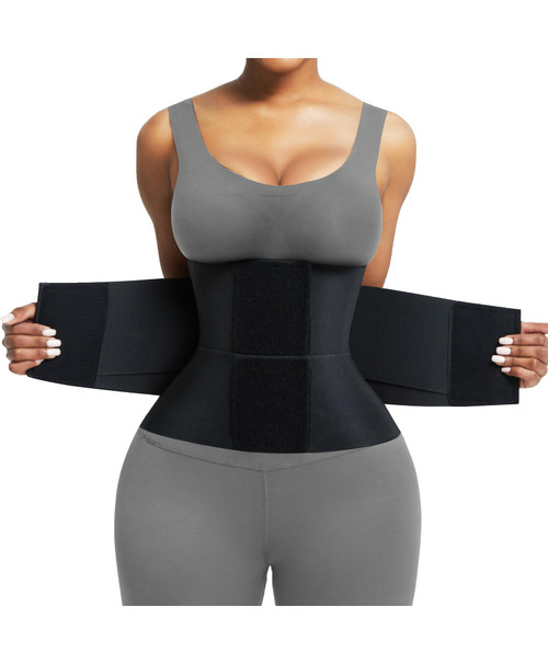 FeelinGirl Women Corset Waist Trainer Belt Tummy Control Waist Cincher Trimmer Perspiring Workout Body Shaper Black 3XL