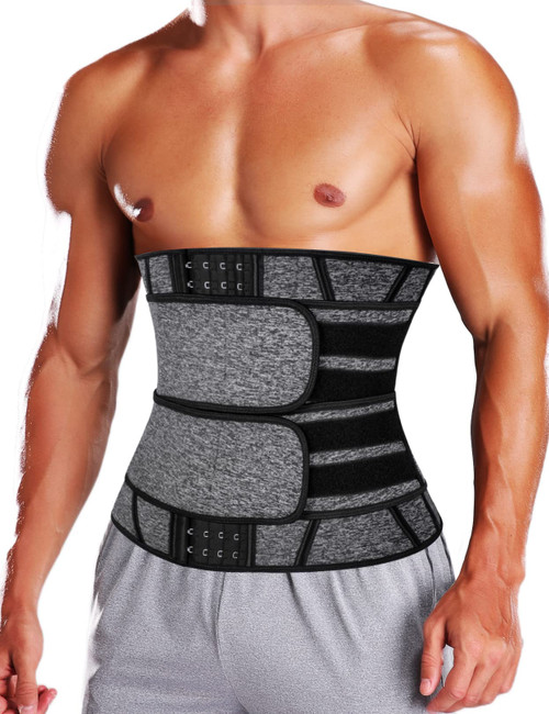 KIWI RATA Waist Trainer for Men,Neoprene Workout Waist Trainer for Men,Sweat Belt with Double Belly Straps, X-shape Steel Bones,Weight Loss Fitness Back Support Belts