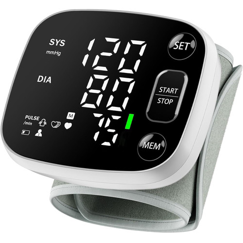 Oklar Wrist Blood Pressure Monitor, FDA Cleared Rechargeable Blood Pressure Machine with Adjustable Cuff (4.92-8.46 Inches), 240 Reading Memory for 2 Users, Voice Broadcast, Storage Case Included
