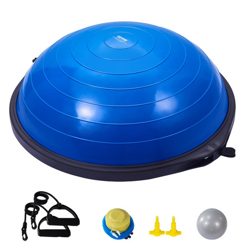 VEVOR 26-inch Half Exercise Ball Trainer, 1500 lbs Capacity Balance Ball, Includes Resistance Bands and Pump, Ideal for Full Body Workouts, Yoga, and Strength Training at Home Gym, Blue