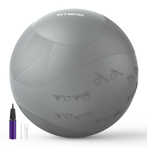 FITMIND Extra Thick Yoga Ball with Training Instruction, Anti-Burst Slip Resistant Exercise Ball with Pump for Pilates,Physical Therapy,Pregnancy Stability,Birthing Ball 22in 26in 30in
