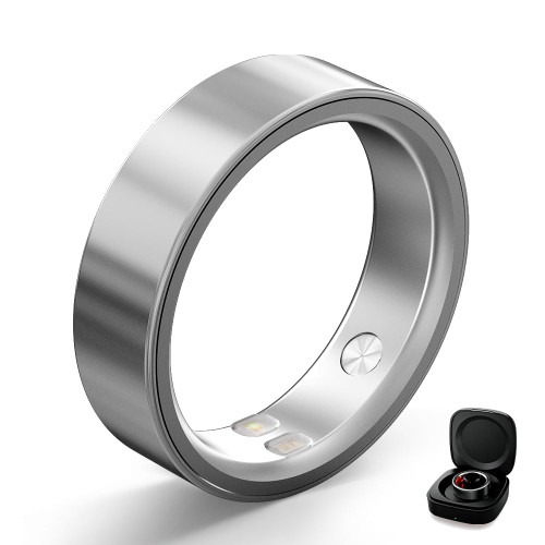 Bryzova Smart Ring | No Subscription, Heart Rate & Blood Oxygen Monitoring, Sleep & Women’s Health Tracking, AI Health Advisor, IP68 Waterproof Fitness Ring for Android & iOS (Silver, 7#)