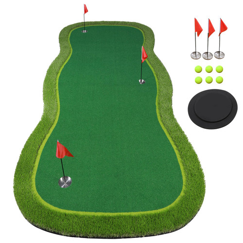 Golf Putting Green/Mat-Golf Training Mat- Professional Golf Practice Mat- Green Long Challenging Putter for Indoor/Outdoor