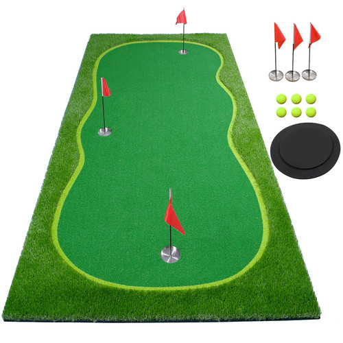 BOBURN Golf Putting Green/Mat-Golf Training Mat- Professional Golf Practice Mat- Green Long Challenging Putter for Indoor/Outdoor