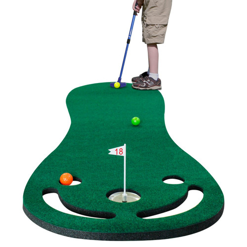 Indoor/Outdoor Golf Putting Practice or Golf Game with 78" x 24" Putting Mat, Adjustable Putter, 3 Balls, Training Aid Cup & Flags