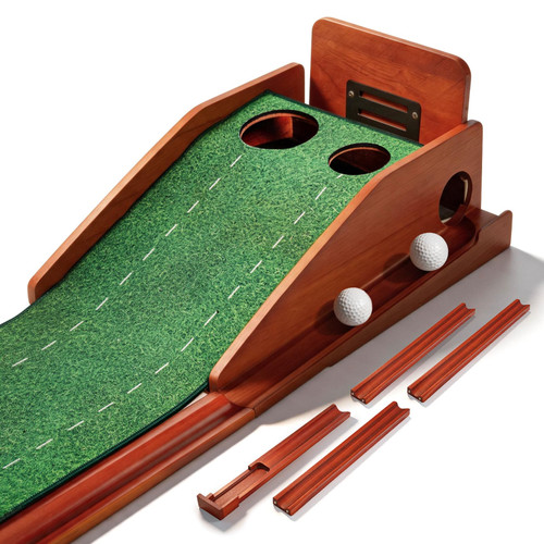 Golf Putting Green Indoor - Practice Uphill Putts, 3-Level Adjustable Incline, Auto Ball Return and Foldable Solid Wood Base for Home, Office