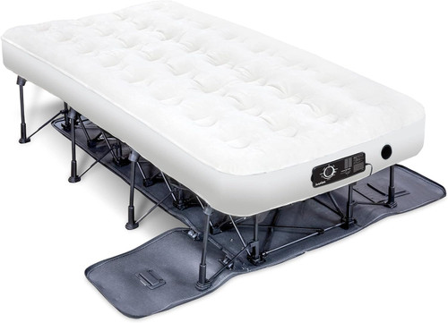Ivation EZ®-Bed (Twin) Inflatable Air Mattress with Frame & Rolling Case, Built-in Deflate Defender™ Dual Pump Technology - 3 Min Self Inflate